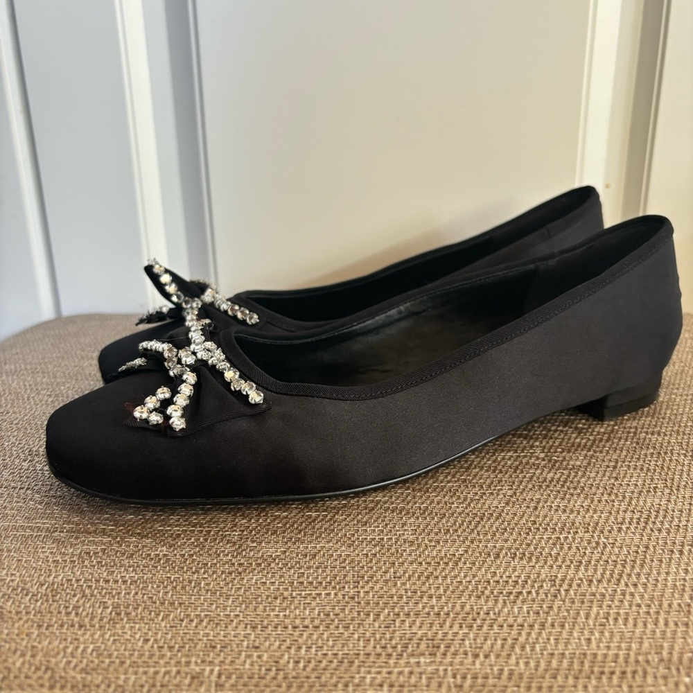Black Satin Town Shoes Flats